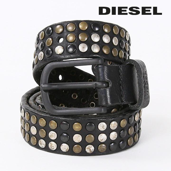 DIESEL（ディーゼル） ナローレザーベルト メンズ ヴォンテージ加工