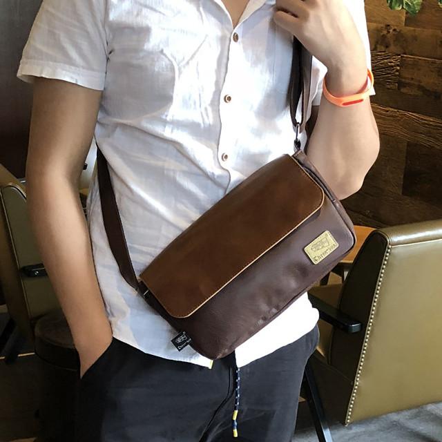 メンズ ショルダーバッグ PUレザー 3色 ブラウン ダークブラウン