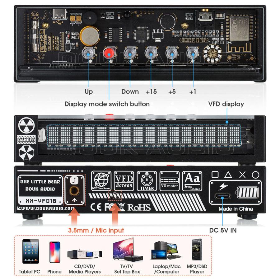 レトロ VFD オーディオ スペクトル ディスプレイ RGB 室内装飾 時計