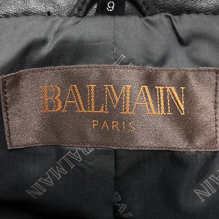 BALMAIN（バルマン） 中綿 レザーコート フード脱着可 ハイネック 裏地