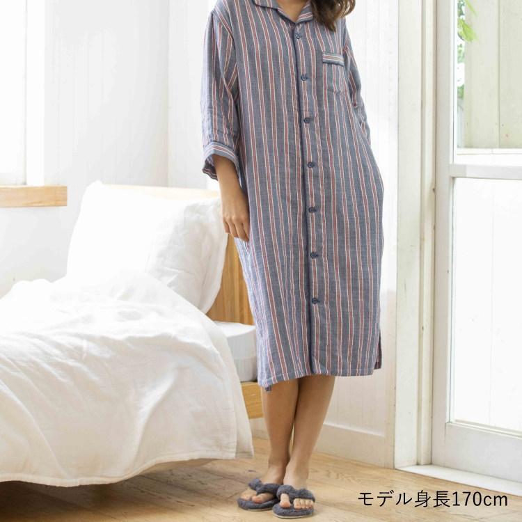 UCHINO SALE パジャマ ワンピース マシュマロガーゼ トリコストライプ