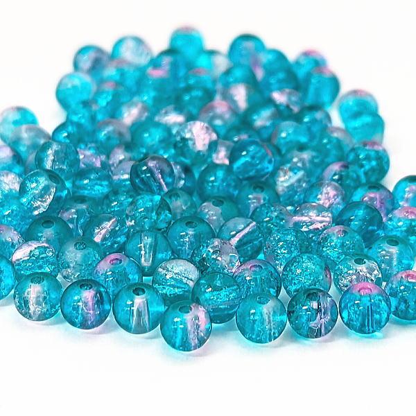 ガラスビーズ 4mm クラックビーズ 2トーン 特価 約100個/ダークシアン