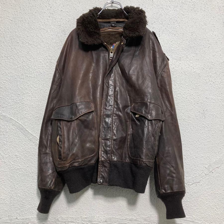 Schott レザー フライト ジャケット XL~ ブラウン ショット ボア