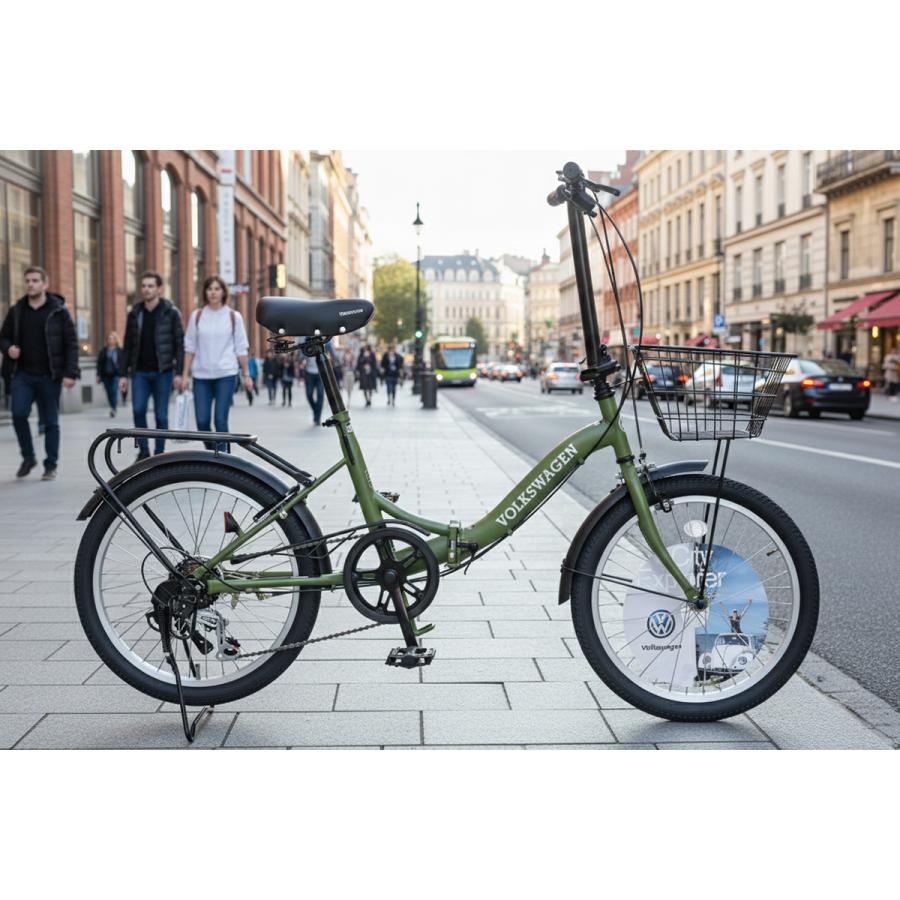 フォルクスワーゲン（Volkswagen） カゴ付き折りたたみ自転車 20インチ