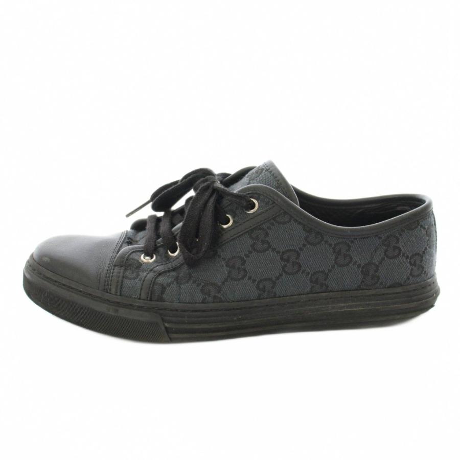 GUCCI（グッチ） スニーカー ローカット GGキャンバス レザー 6.5 黒