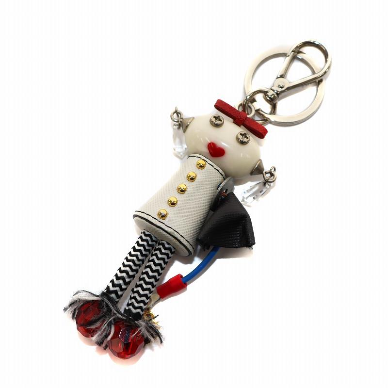 PRADA（プラダ） ロボット キーホルダー 人形 白 ホワイト 黒 ブラック