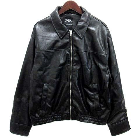 ZARA（ザラ） フェイクレザー ボンバージャケット ブラック 黒 S 4391