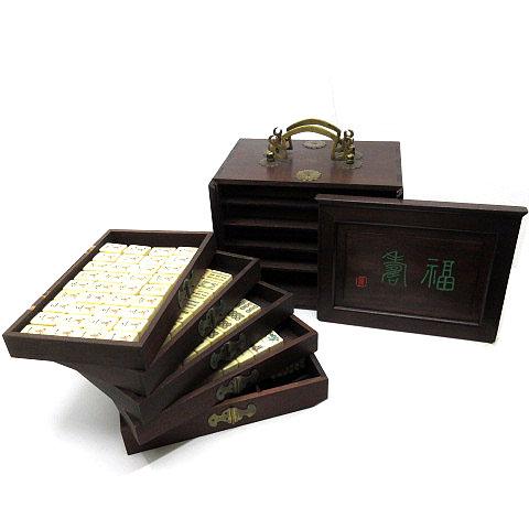 背竹 骨牌 麻雀牌 唐木箱 在銘入り 装飾金具 サイコロ 点棒付き