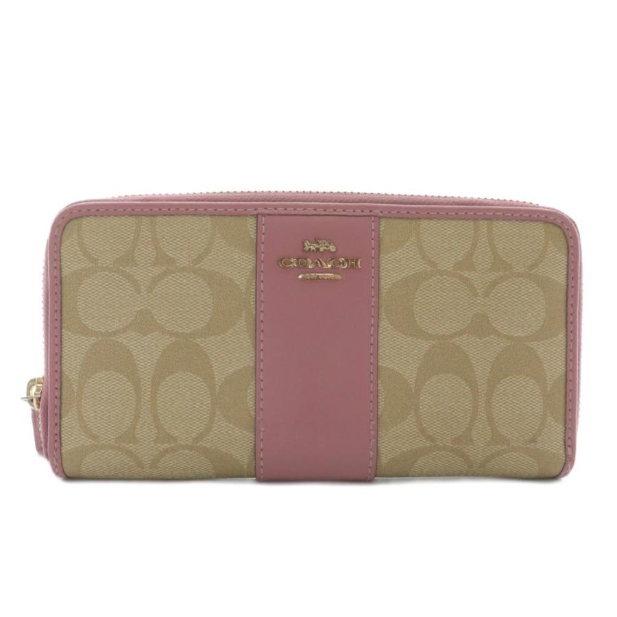 COACH（コーチ） 長財布 PVC レザー ラウンドファスナー ロゴ ゴールド