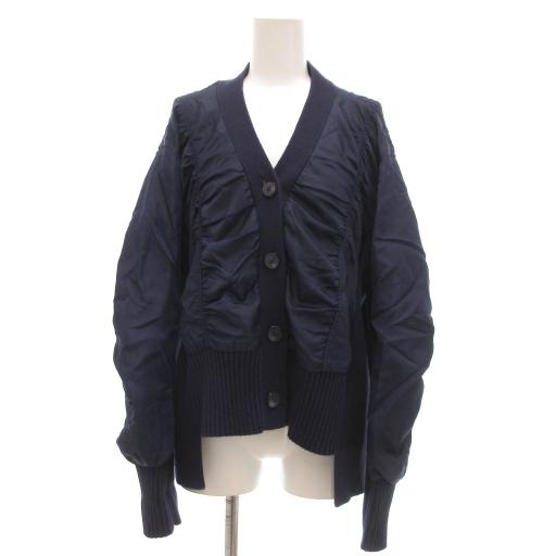 ZARA（ザラ） コントラストニットカーディガン M 紺 ネイビー 長袖