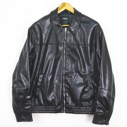 ZARA（ザラ） フェイクレザー ボンバージャケット S ブラック 4391/764