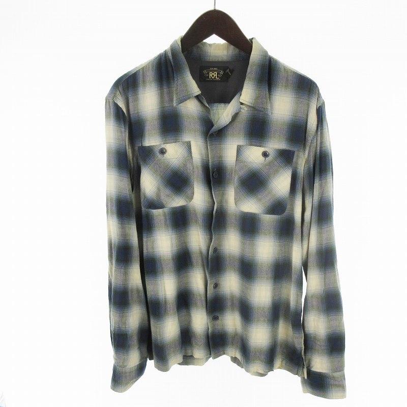 ダブルアールエル RRL シャツ 長袖 オープンカラー オンブレチェック