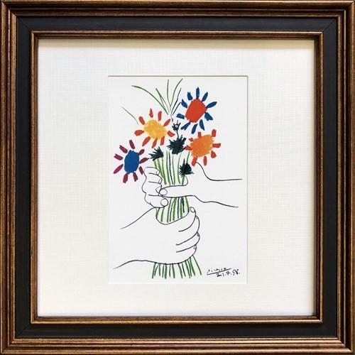 名画 Picasso パブロ・ピカソ 花束 美工社 24×24×2cm 額装品 : 雑貨