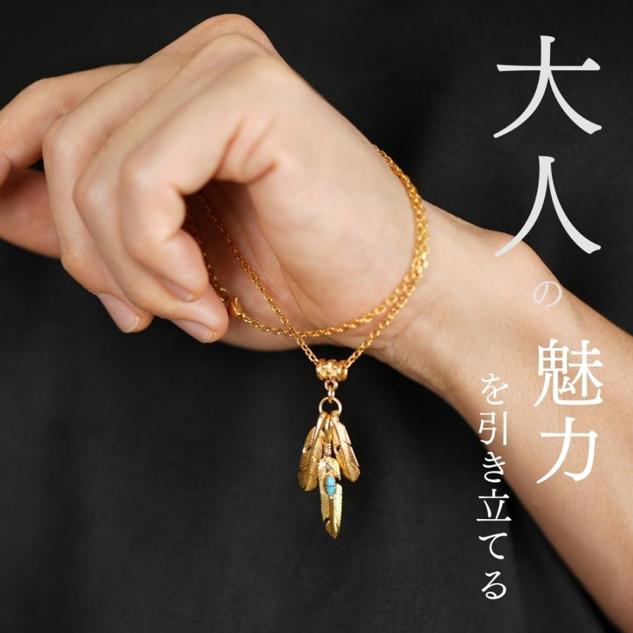 トリプルフェザー シルバー 925 24Kゴールド コーティング ネックレス