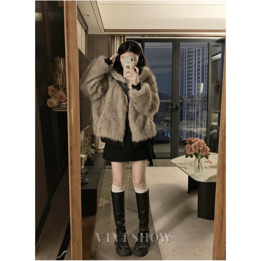 フード付き 中綿コート ファージャケット リバーシブル ジャケット