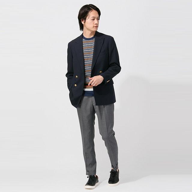 AOYAMA 【洋服の青山】春夏 ネイビー系 4ボタンダブルピークドラペル