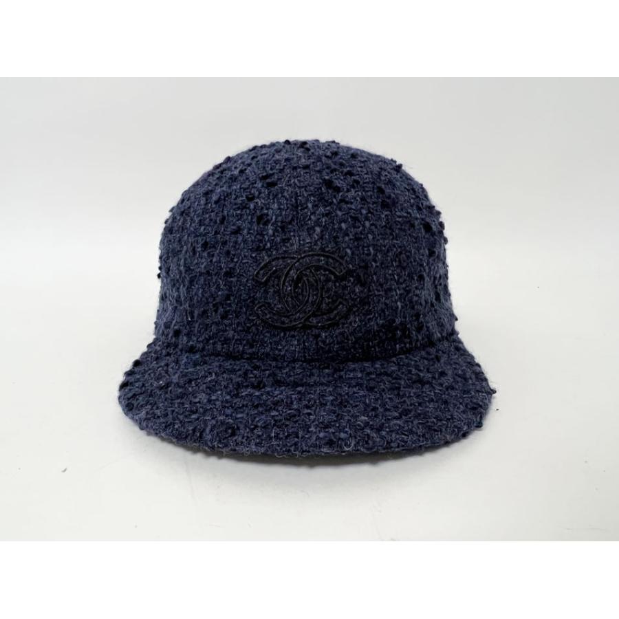 CHANEL（シャネル） 送料無料 キャップ ツイード ブルー ネイビー 帽子