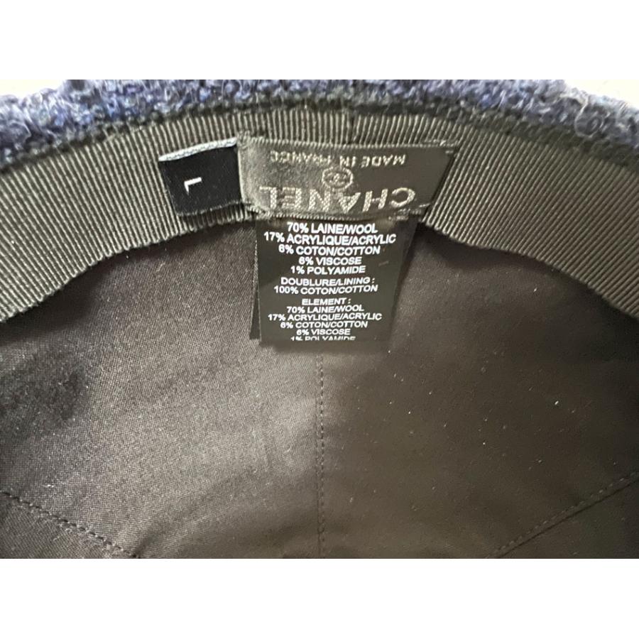 CHANEL（シャネル） 送料無料 キャップ ツイード ブルー ネイビー 帽子