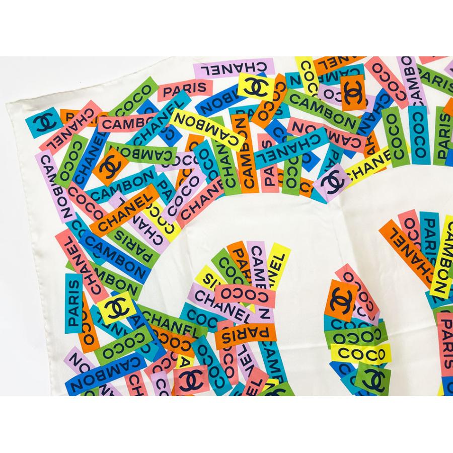 CHANEL（シャネル） ショール スカーフ シルク 100% ホワイト マルチ