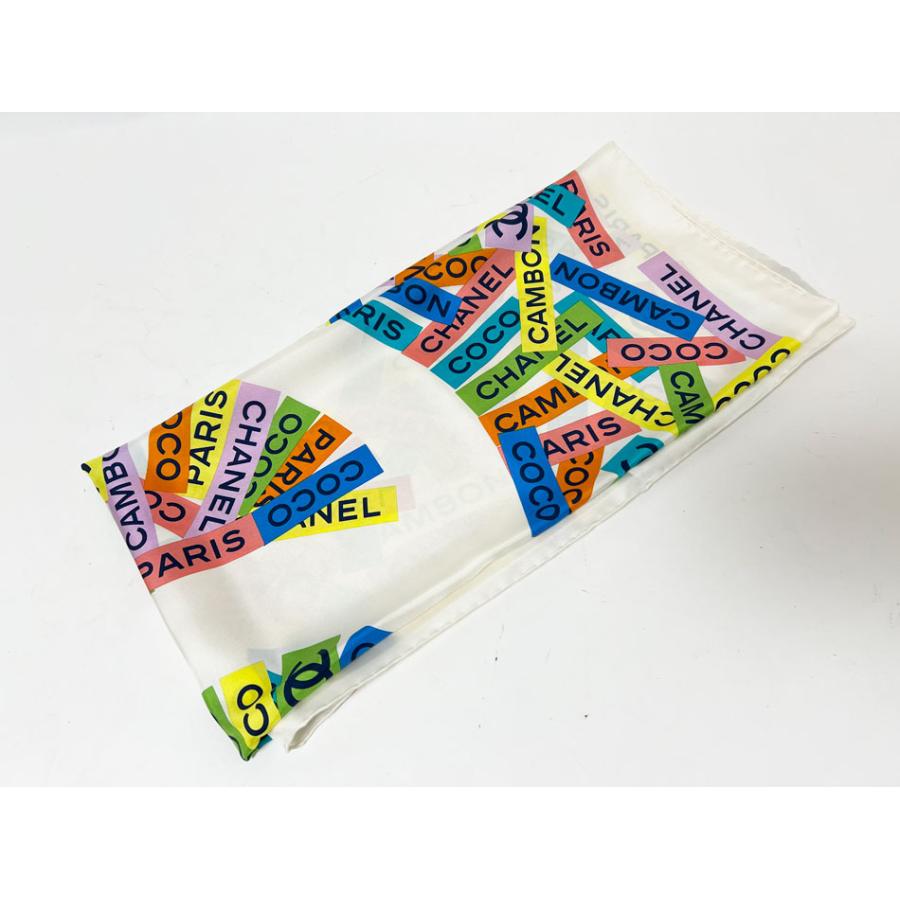 CHANEL（シャネル） ショール スカーフ シルク 100% ホワイト マルチ