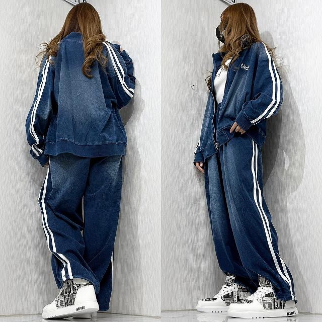 SET UP 上下セット ロゴ刺繍 デニムジャケット＆デニムパンツ Side