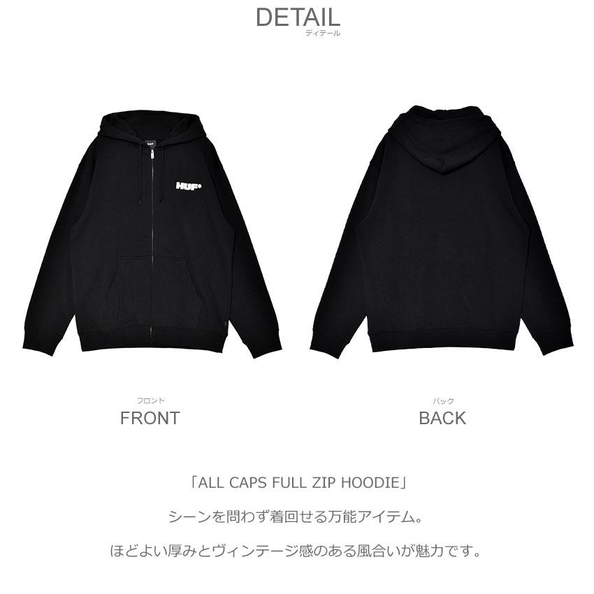 HUF（ハフ） ジップパーカー メンズ ALL CAPS FULL ZIP HOODIE HUF