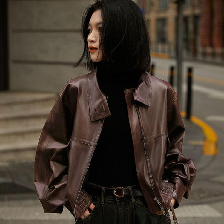 ラムレザージャケット コート ショート丈 レディース 秋冬 アウター