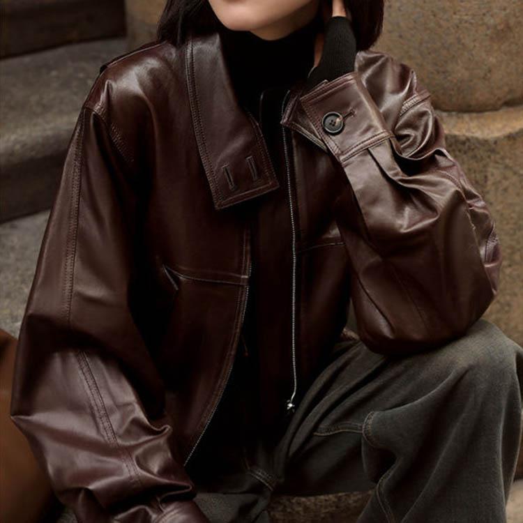 ラムレザージャケット コート ショート丈 レディース 秋冬 アウター