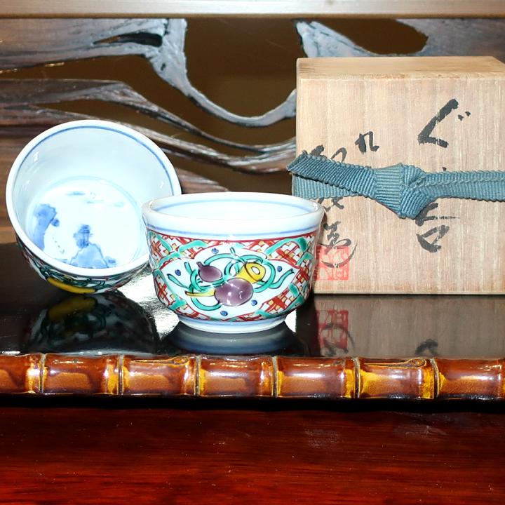 九谷焼 盃 ぐい呑み 酒器 割取小紋 長谷川紀代作 : ZAZU&CO. - 通販