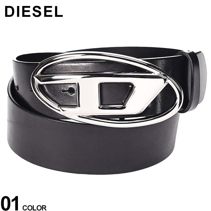 DIESEL（ディーゼル） 牛革 オーバルロゴ バックル留め ベルト メンズ