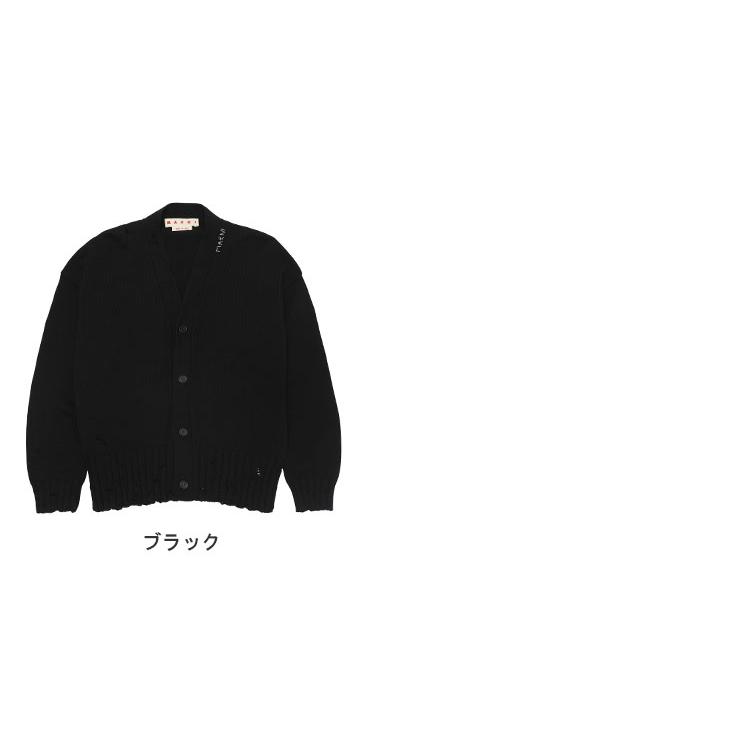 MARNI（マルニ） コットン ダメージ加工 手刺繍ロゴ Vネック