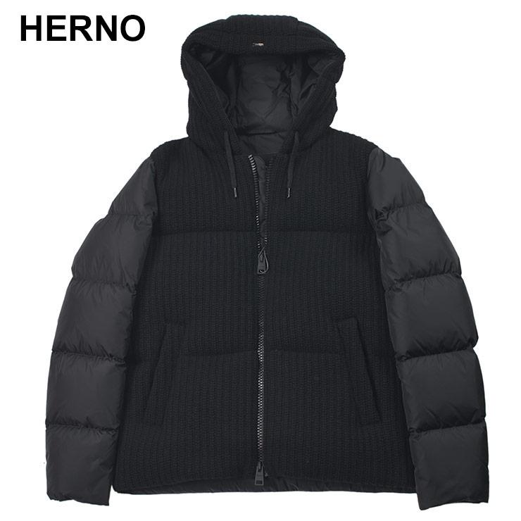 HERNO（ヘルノ） ニット切り替え フード フルジップ ダウンジャケット