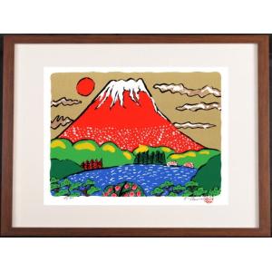 中島千波 不二櫻日和 富士山 絵画 桜 風景画 和風 日本画家 インテリア