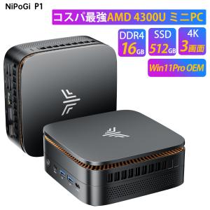 NIPOGI mini pc AMD 3250U 4C/4T 最大3.7GHz Win11 Pro 【8GB+256