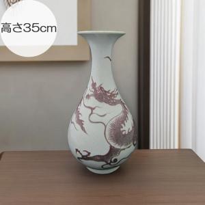 景徳鎮 十錦 動物飾り壺（1対） 高さ約35cm 中国 陶磁器 花瓶 オブジェ