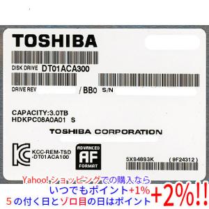 TOSHIBA（東芝） 【中古】TOSHIBA製HDD DT01ACA300 3TB SATA600 7200