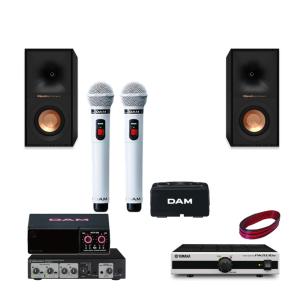 DAM カラオケスピーカーセット 黒色ワイヤレスマイク2本付き