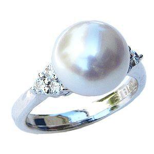 パール 指輪 真珠 リング 南洋白蝶真珠 ダイヤモンド ピンクホワイト系