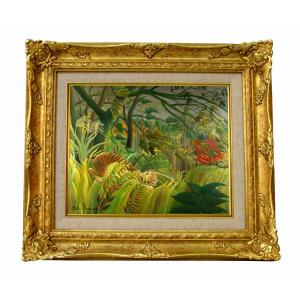 世界の名画 ルソー 牛のいる風景 ジクレーキャンバス複製画 豪華額装品