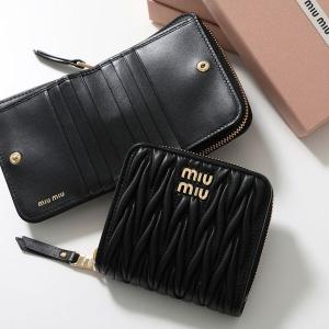 miu miu（ミュウミュウ） 二つ折り財布 マテラッセ ブラック ゴールド