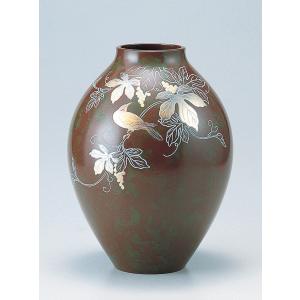 高岡銅器 銅製花瓶 鳳祥 小鳥 12号 美術工芸品 記念品 花活 : 日本もの