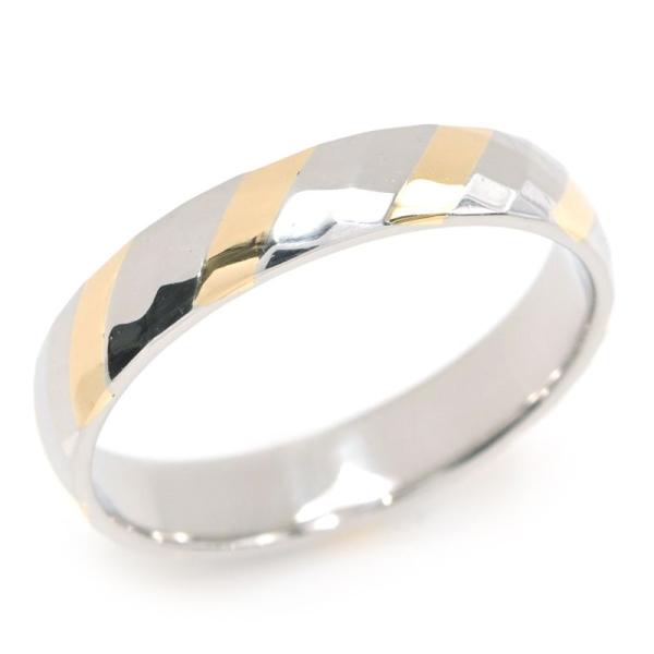 CELINE（セリーヌ） コンビリング 10号 K18YG Pt850 甲丸リング ダイヤ