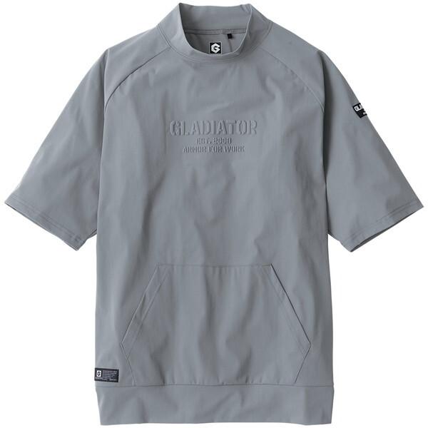 コーコス G-7527 グレー M 冷感ストレッチ モックネック半袖シャツ