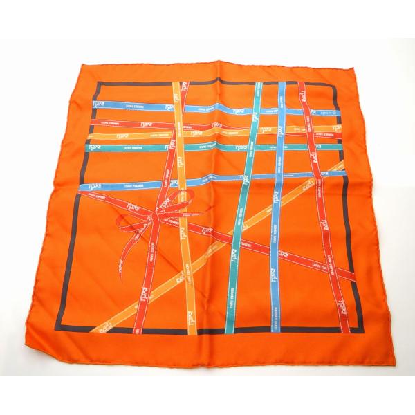 HERMES（エルメス） カレ45 ボルデュック リボン スカーフ シルク100