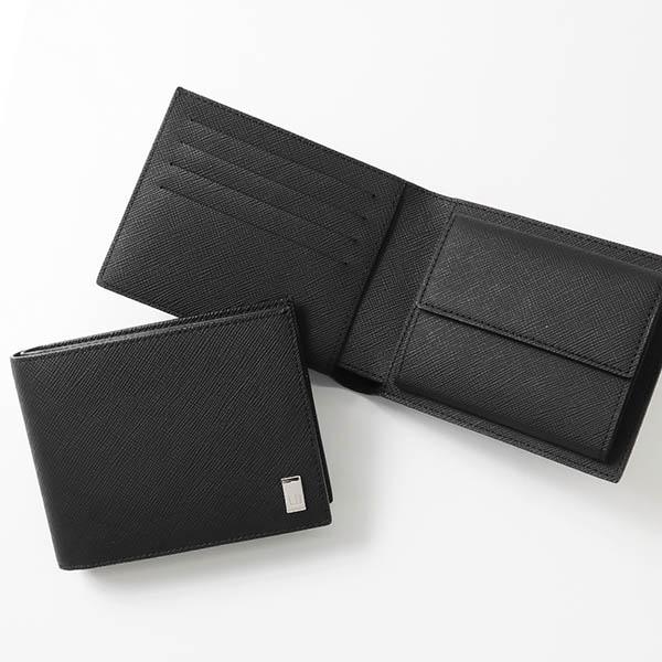 dunhill（ダンヒル） 二つ折り財布 メンズ シンプル 無地 ブラック