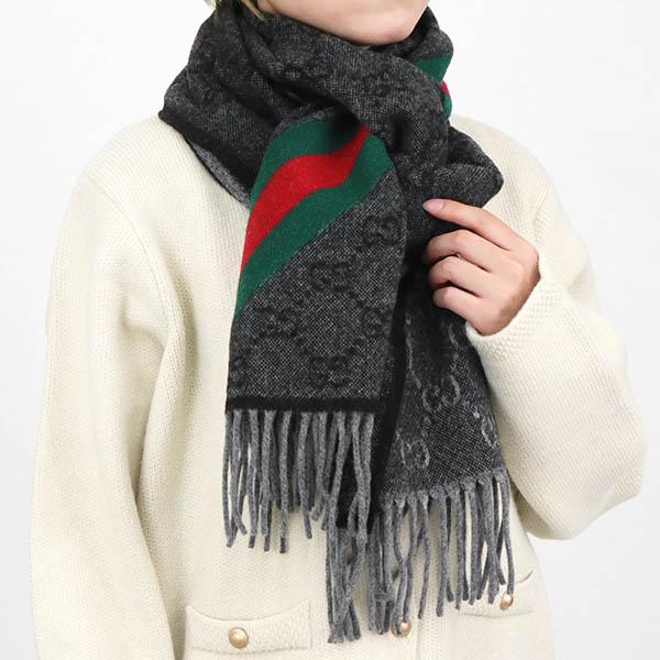 GUCCI（グッチ） ストール ウール100% GG柄 マフラー ユニセックス