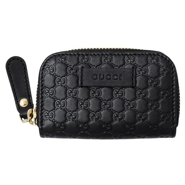 美品 グッチ 小銭入れ ケース GG シマレザー ラウンドジップ 黒 美品