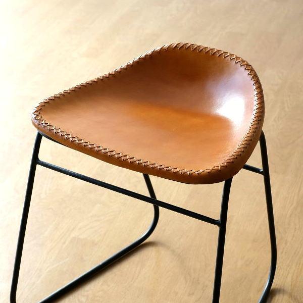 スツール レザー アンティーク おしゃれ 本革 革張り ロートアイアン