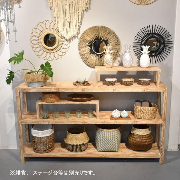 チーク無垢材ディスプレイラック[ナチュラルホワイト] 陳列棚 陳列台