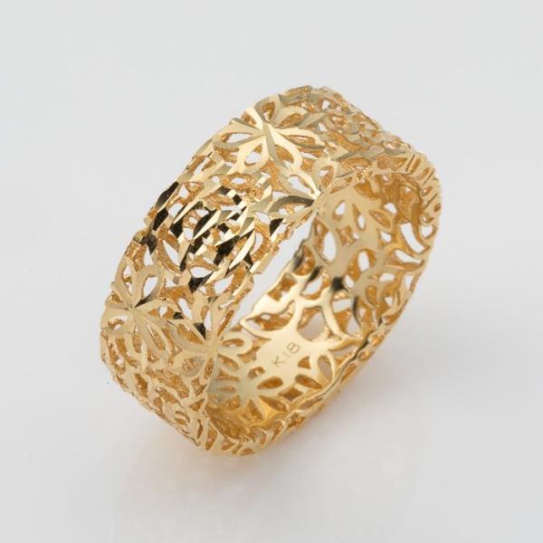 リング アラベスクデザイン 透かしデザイン 18金 K18YG ゴールド 指輪